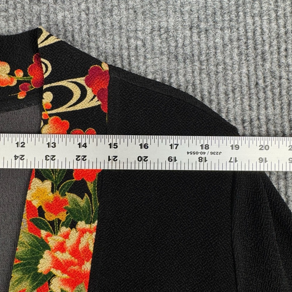 Soft Surroundings Jacket Womens L Black Japanese Floral Kimono Topper USA Made - Picture 6 of 10